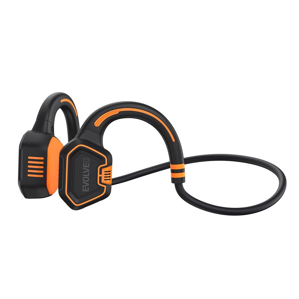 EVOLVEO Voděodolná bezdrátová sluchátka na lícní kosti BoneSwim MP3 16GB, oranžová