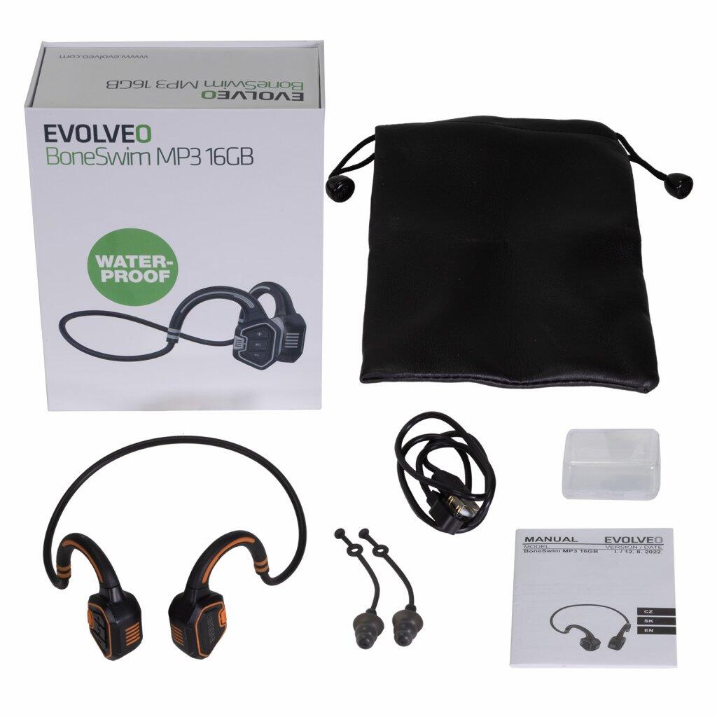 Voděodolná bezdrátová sluchátka na lícní kosti BoneSwim MP3 16GB, oranžová 4/4