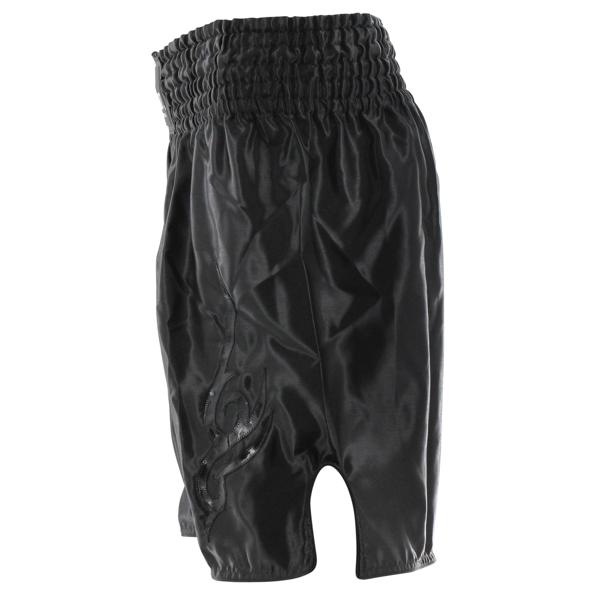 Kickboks- Boks Broekje Lang Model Kids/Volwassenen Zwart Satijn 3/5