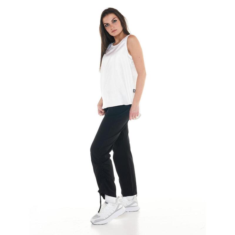 Top feminino de cetim preto e branco