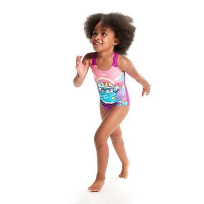Speedo Costume da bagno con stampa digitale per bambine - Azzurro / Giallo /