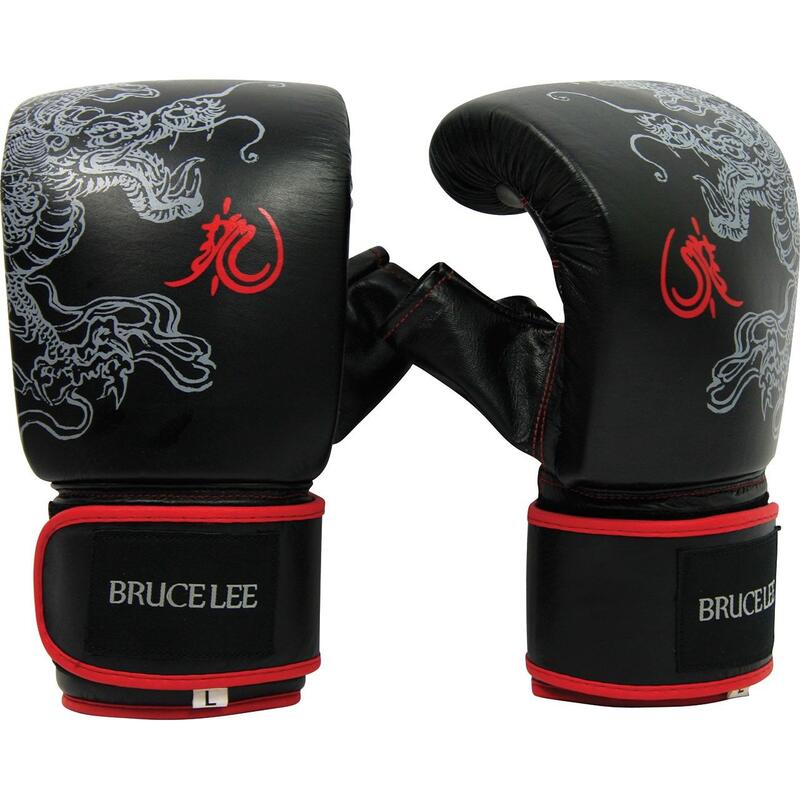 Bruce Lee Deluxe Bag & Sparring Gloves  Schwarz mit Rot L