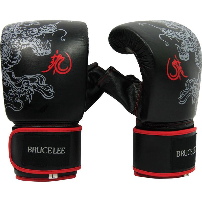 Bruce Lee Deluxe Bag & Sparring Gloves  Schwarz mit Rot M