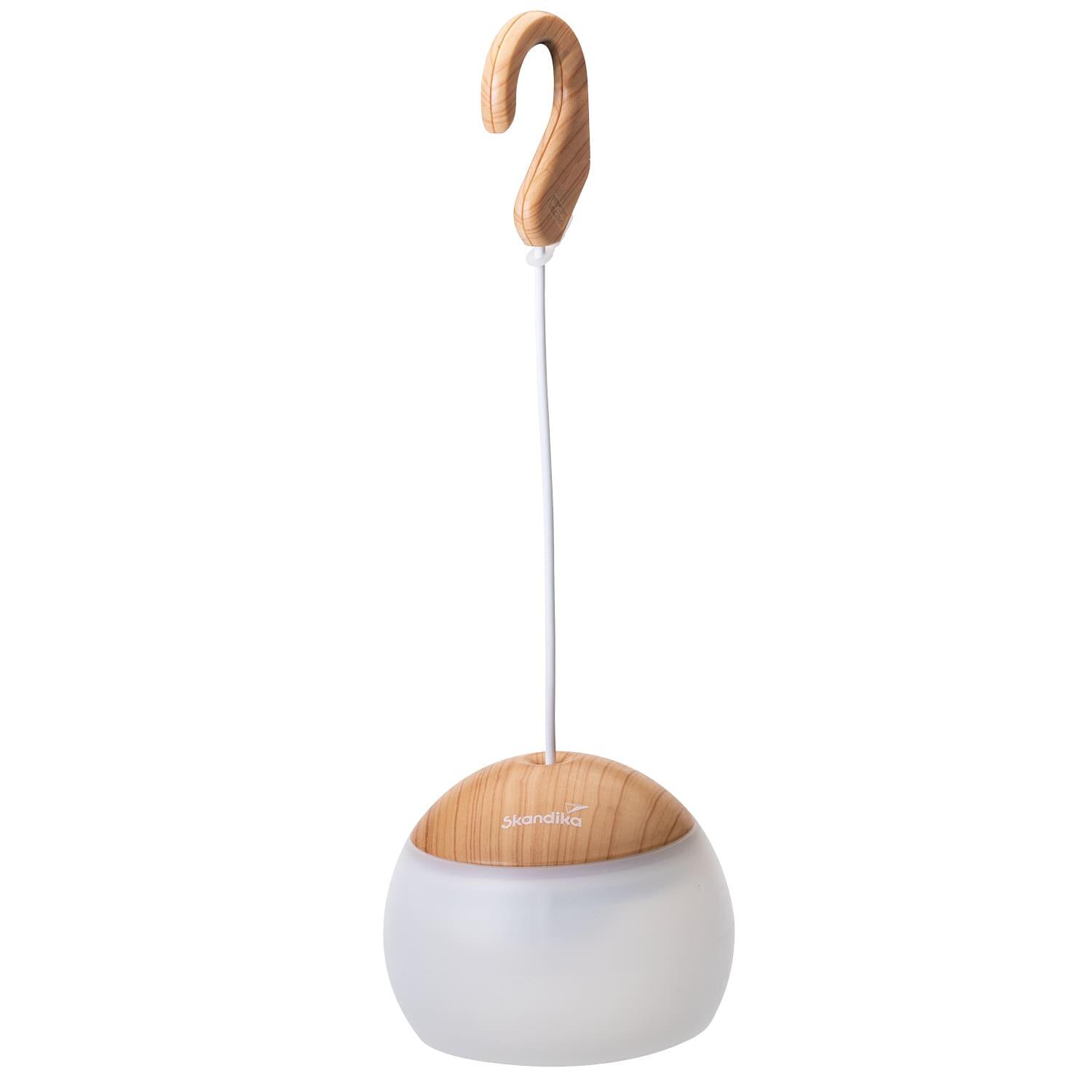 Lampa kempingowa LED Tufjord, z haczykiem, 180-200 lumenów, imitacja drewna