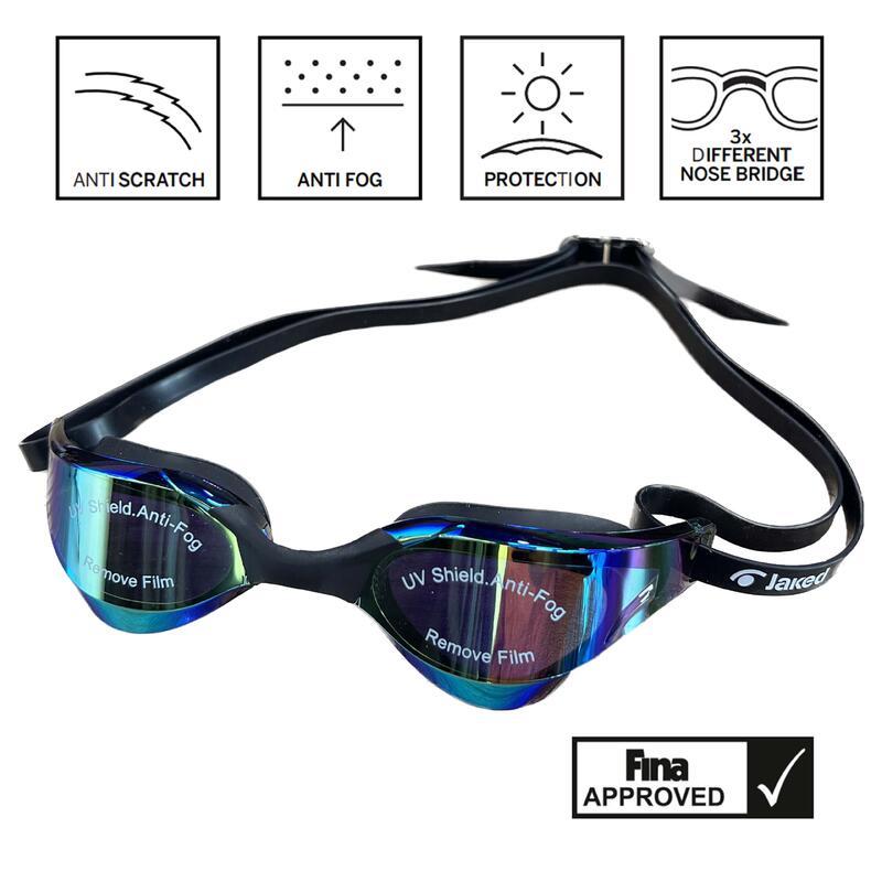 【FINA APPROVED】NRJ SWIMMING GOGGLES - COMPETITION - BLACK/GOLD