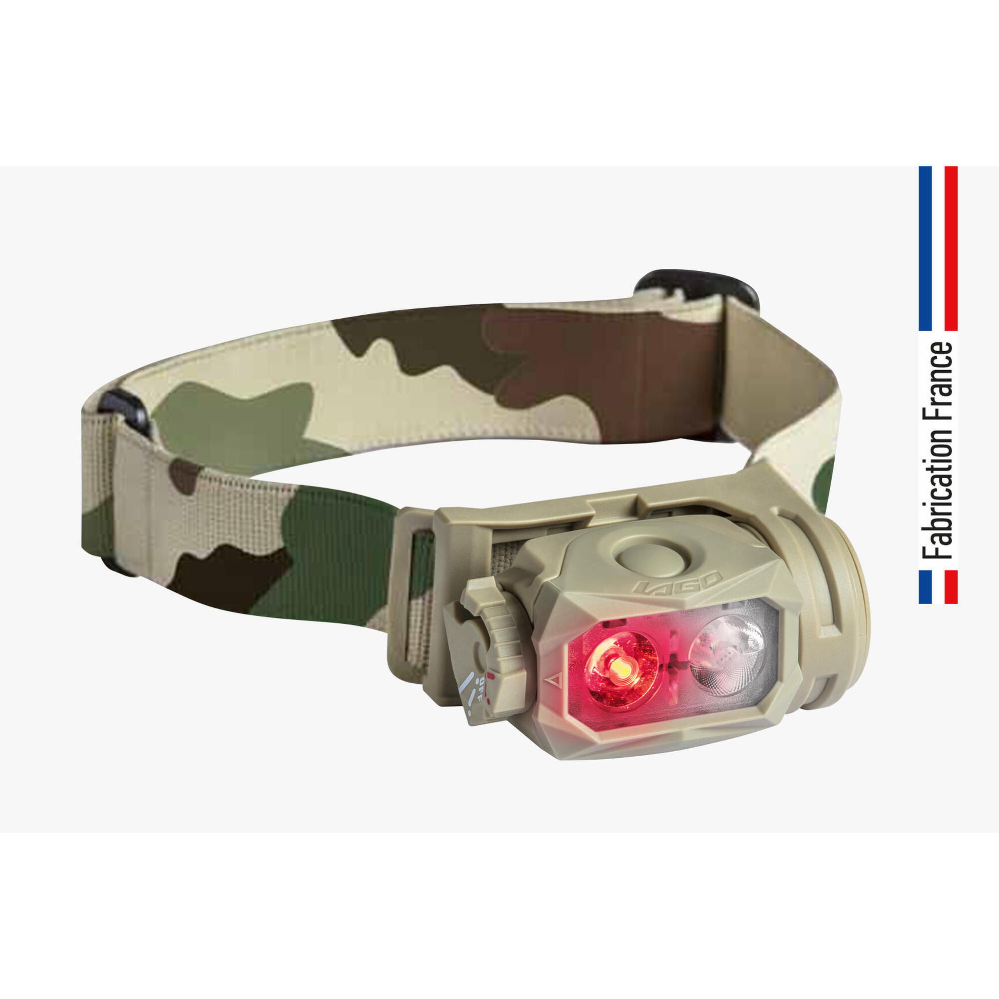 Lago - Lampe Frontale Diablo - Bandeau Camouflage Otan – Fabrication France - Lampe Frontale - Beige - Taille Unique - Decathlon