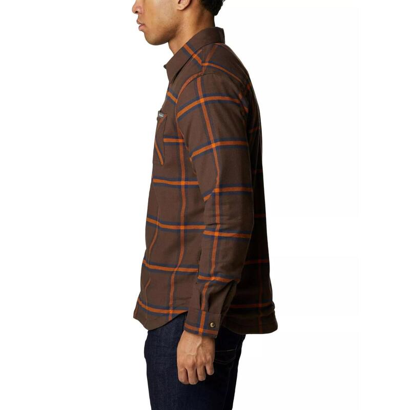 Cornell Woods Fleece Lined Flannel férfi hosszú ujjú ing - barna