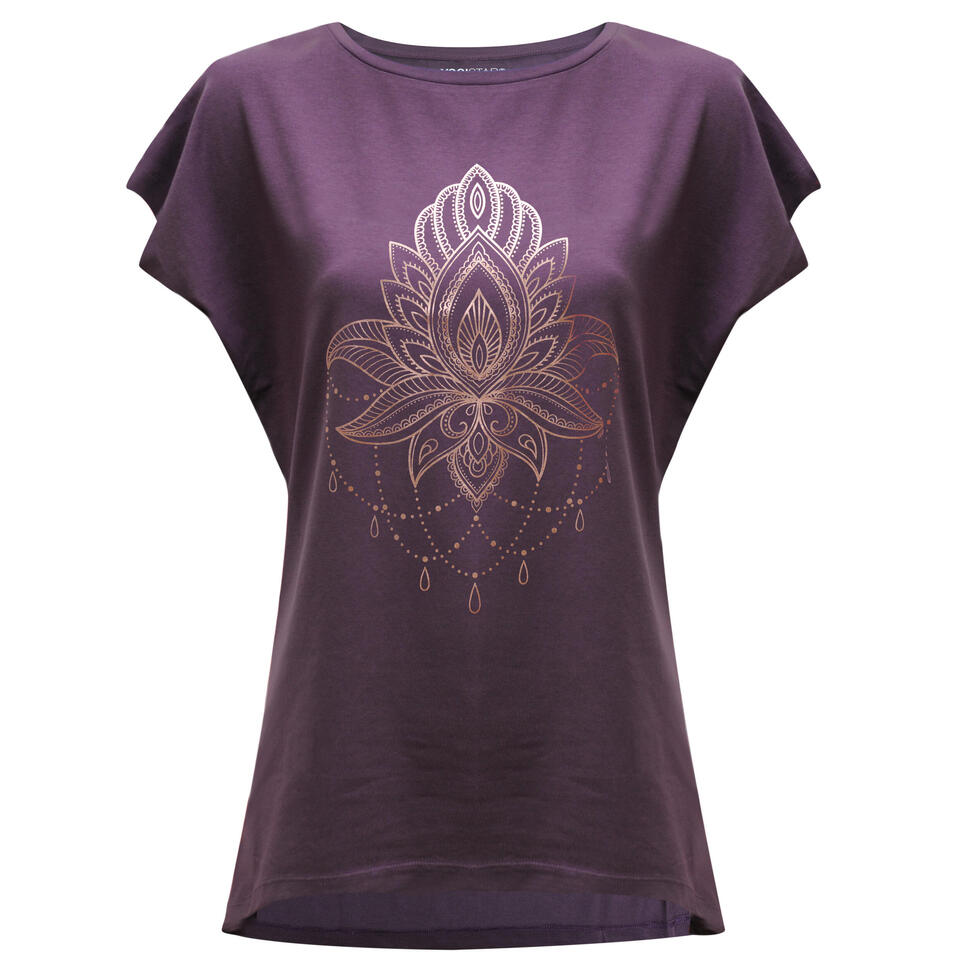 Yoga-T-Shirt Batwing „lotus“ - ivory/copper main image 1