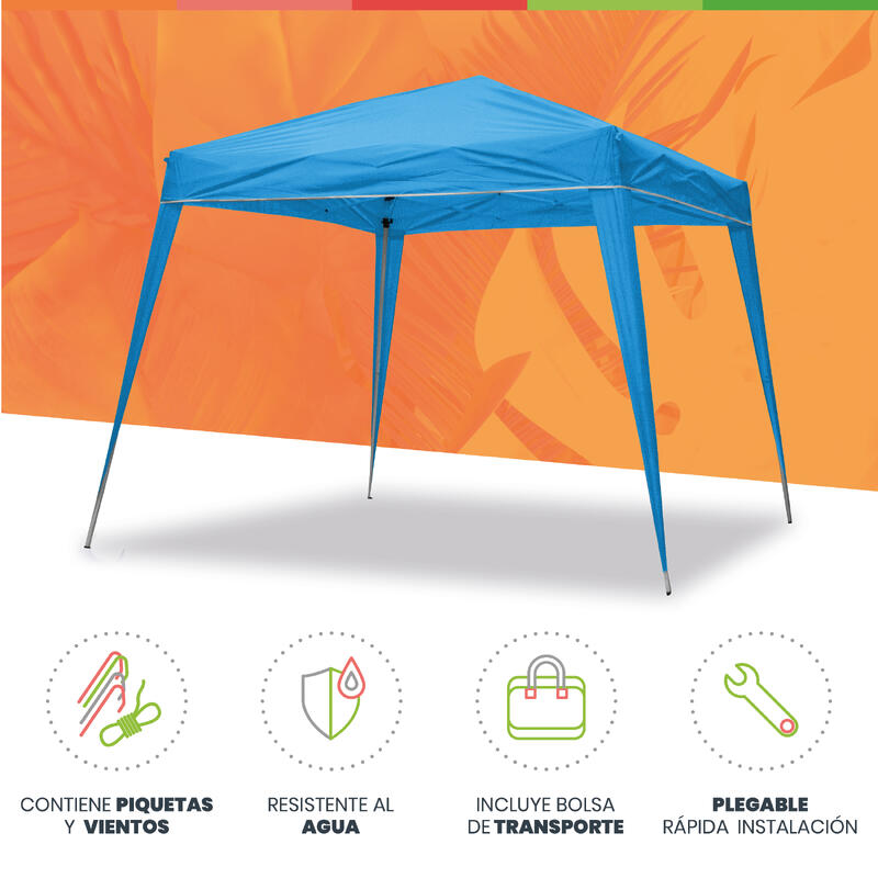Tente pliante California 2,4x2,4 m bleue. Jardin, plage, campagne