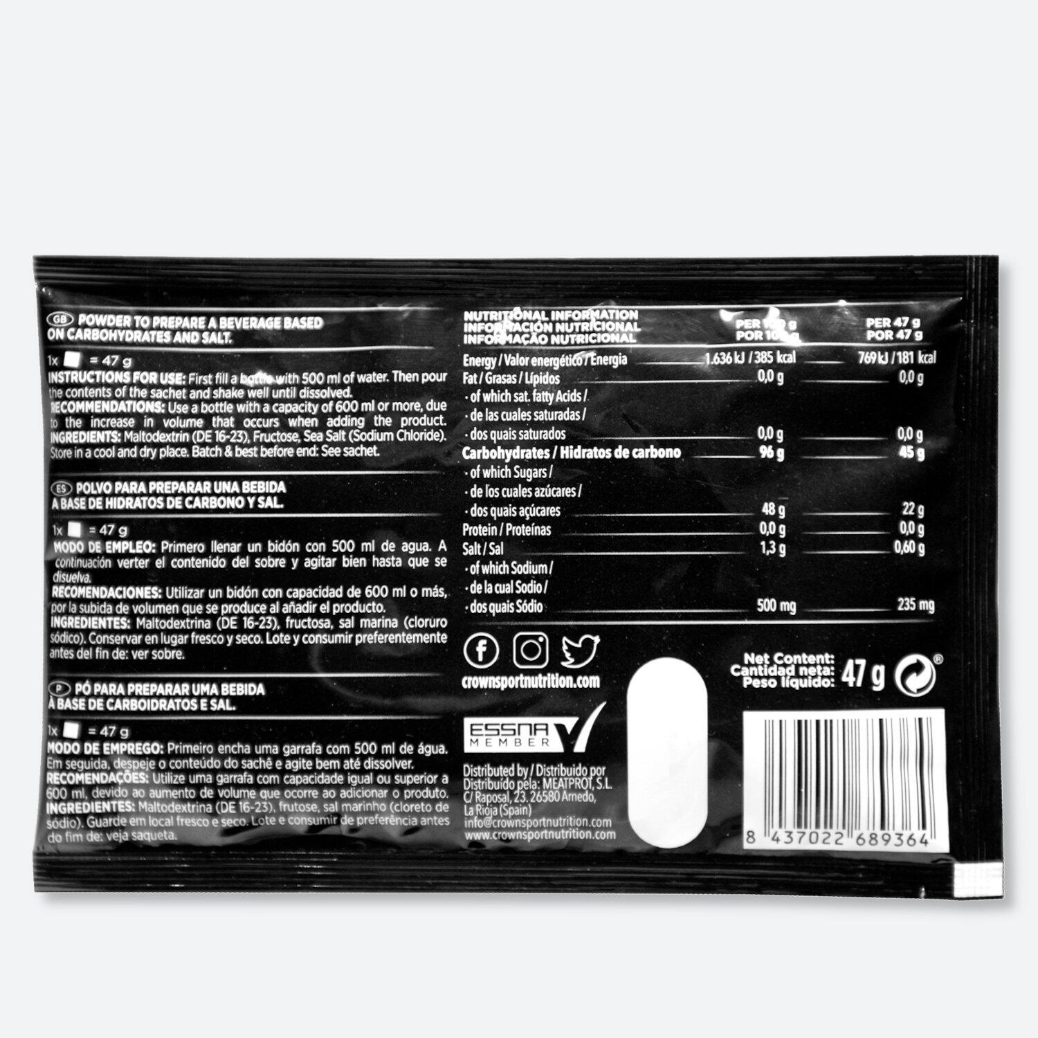 Dose única Bebida energética Hyperdrink 45 47g Neutro CROWN SPORT NUTRITION 2/3