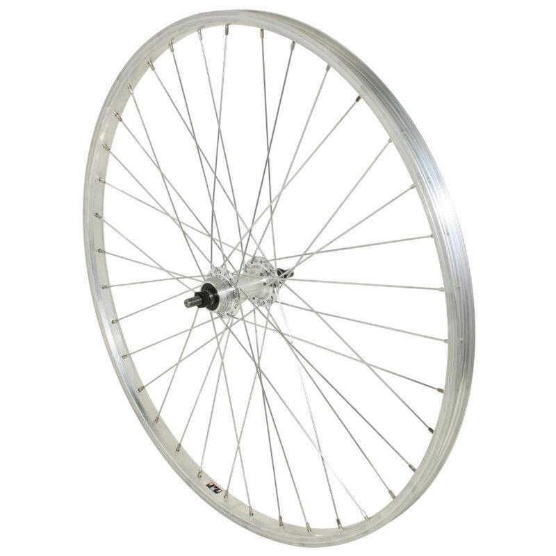 Roue de vélo VTT arrière aluminium moyeu aluminium axe plein Velox 1V.