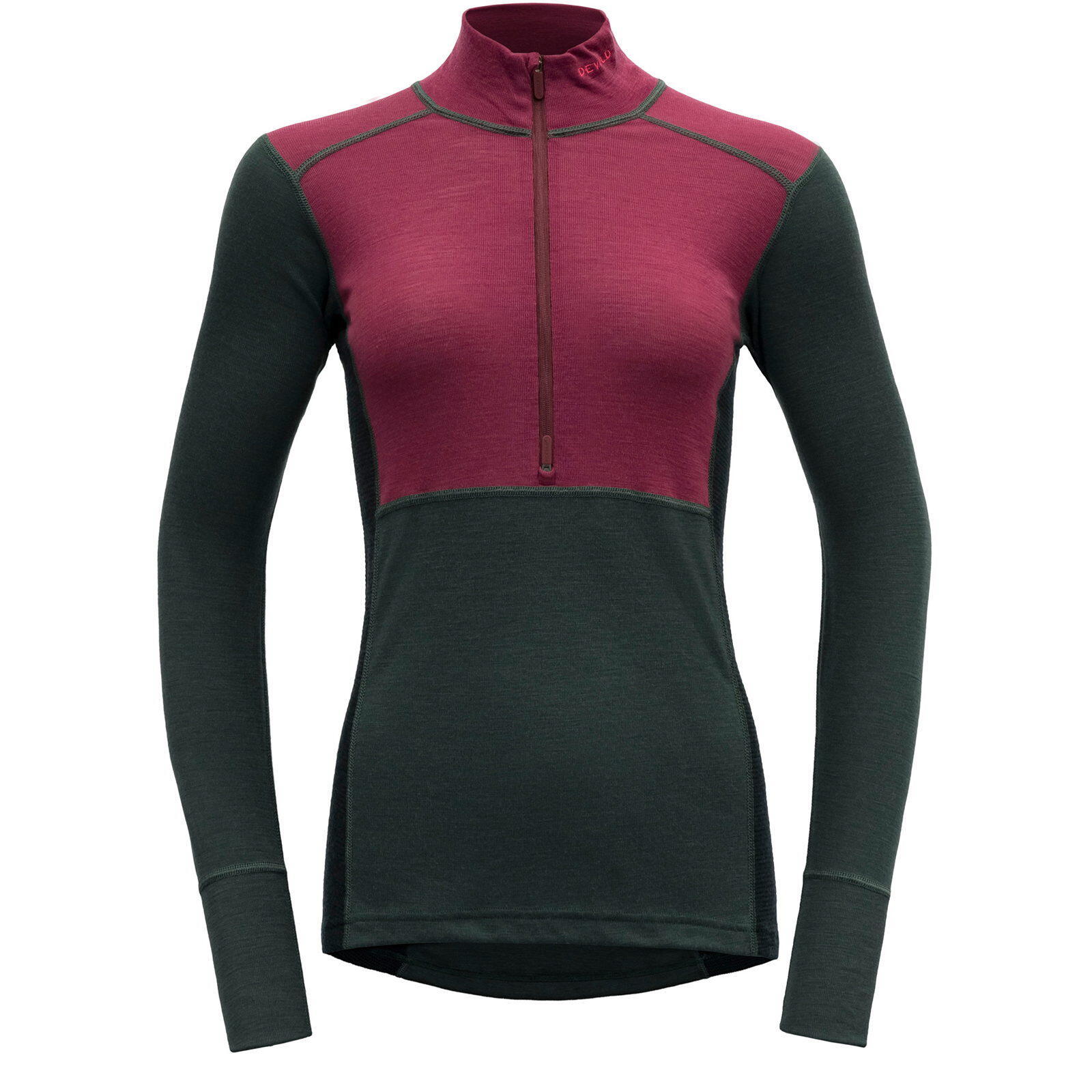 DEVOLD Funktionsshirt Lauparen Merino 190 Zip Neck Wmn beetroot-woods-ink