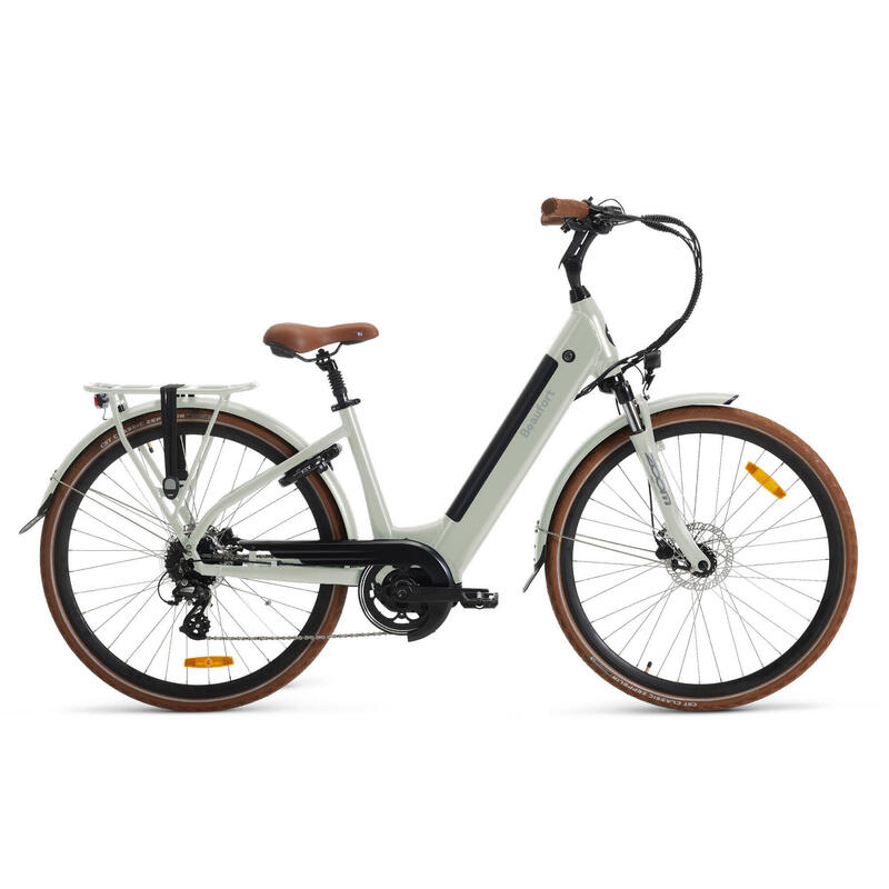 Damen-Elektrofahrrad, Babett, 44 cm, Mittelmotor, 13 Ah, dry green