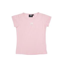 Camiseta de manga corta con logo metalizado para niña pequeña