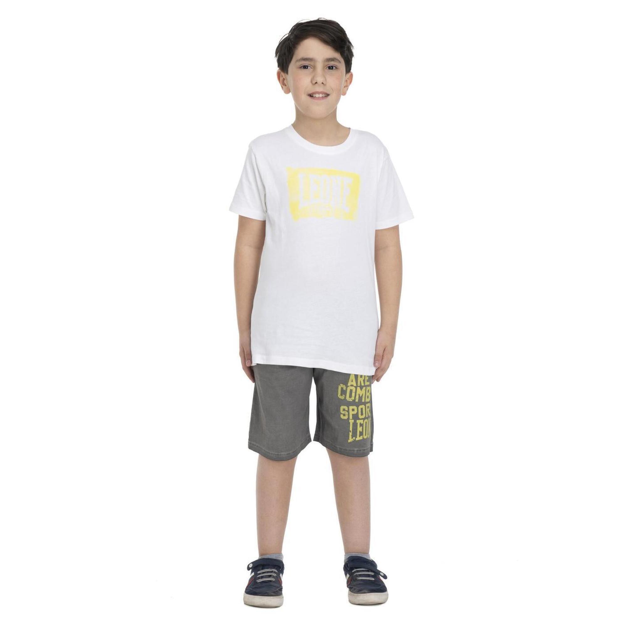 Leone 1947 Apparel - Ensemble Complet T-shirt Et Short Enfant Leone Street - Survêtement - Blanc|gris - 6 À 8 Ans - Decathlon