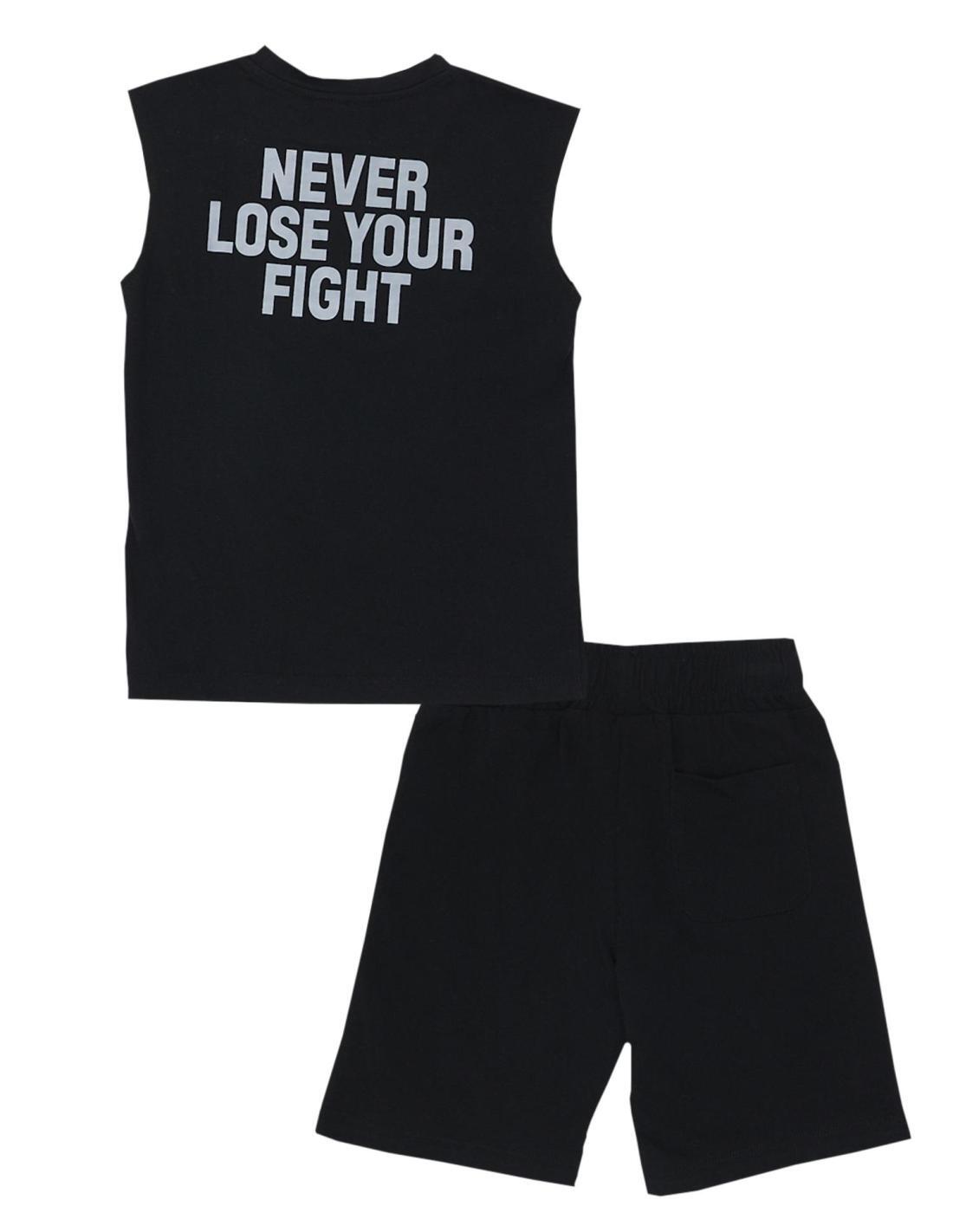 Ensemble garçon avec t-shirt sans manches et bermuda Fight Fluo 2/3