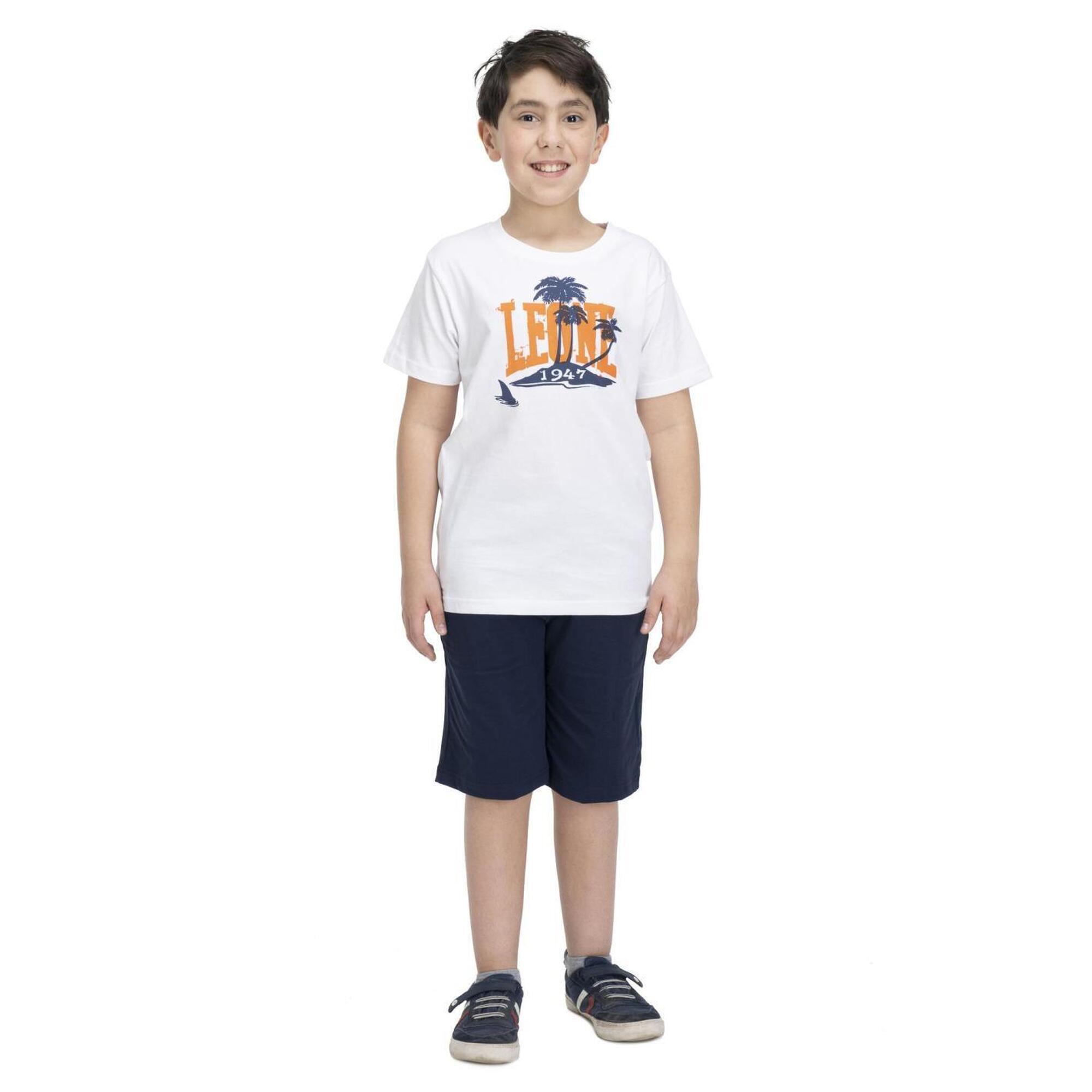 Leone 1947 Apparel - Ensemble Complet T-shirt Et Short Enfant Leone Beach - Survêtement - Blanc|bleu - Decathlon