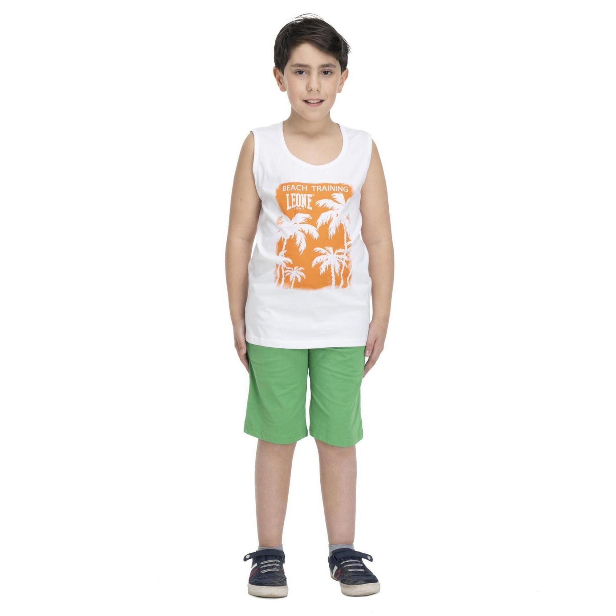 Leone 1947 Apparel - Ensemble Complet Débardeur Et Short Enfant Leone Beach - Survêtement - Blanc|vert - 10 À 12 Ans - Decathlon