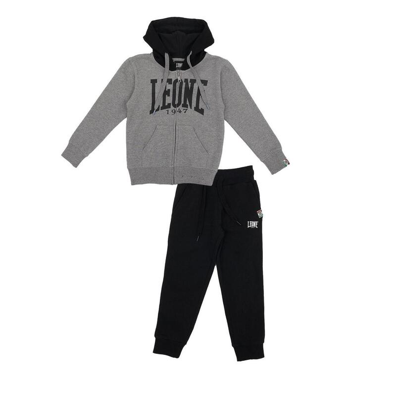 Tuta da bambino cappuccio, full zip e logo grande Basic