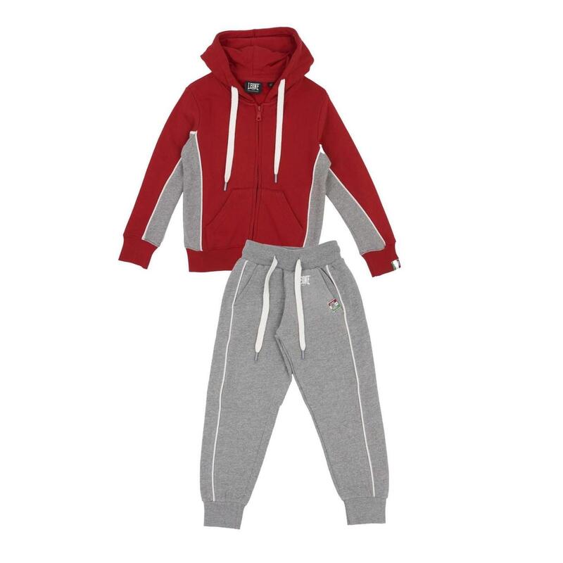 Tuta da bambino con cappuccio logato e full zip Basic