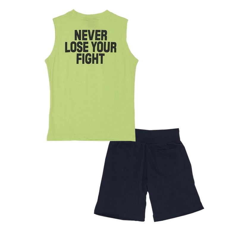 Set da bambino con t-shirt senza maniche e bermuda Fight Fluo