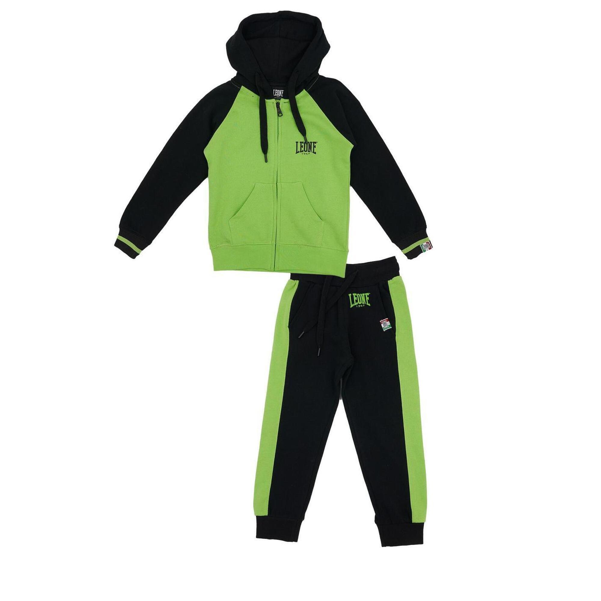 Tuta da bambino cappuccio full zip e logo piccolo Basic LEONE