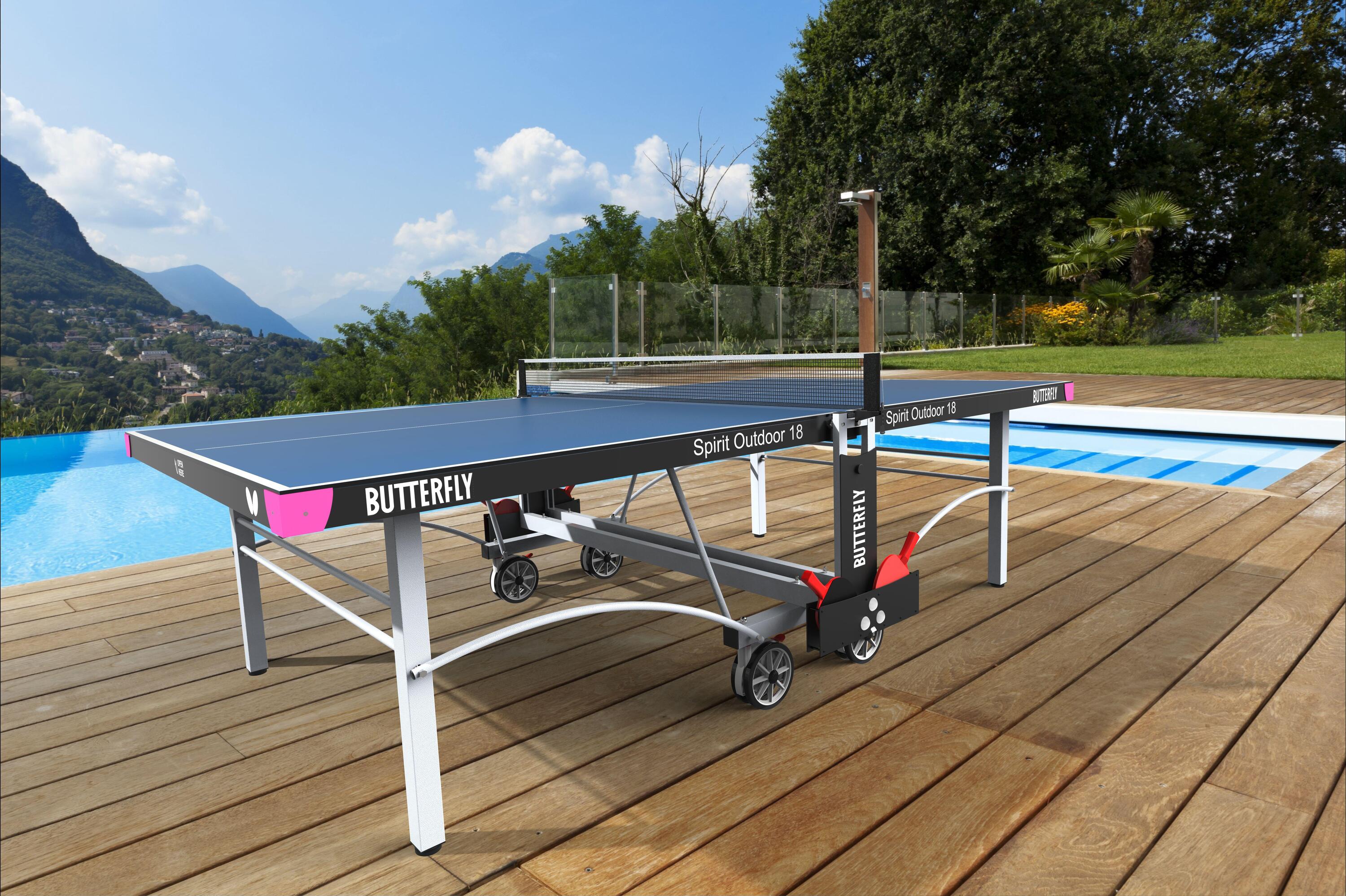 Butterfly Spirit 18 Outdoor Rollaway Table Tennis Table Blue 2/4