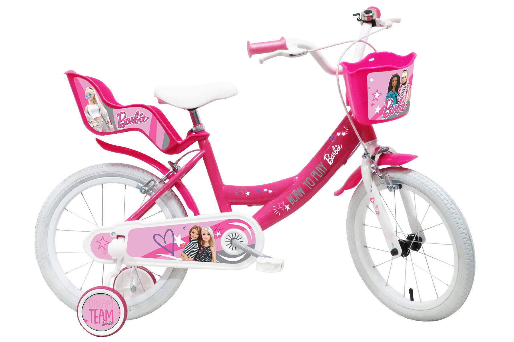 BARBIE 16 inch Barbie fiets met luchtbanden, poppenzitje en mandje