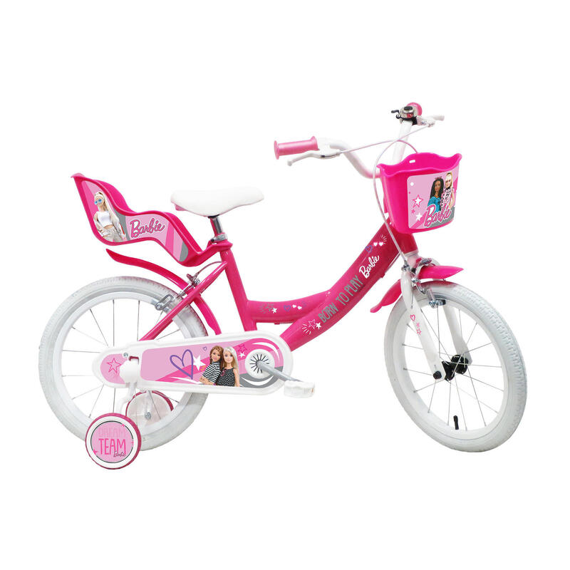 16 inch Barbie fiets met luchtbanden, poppenzitje en mandje