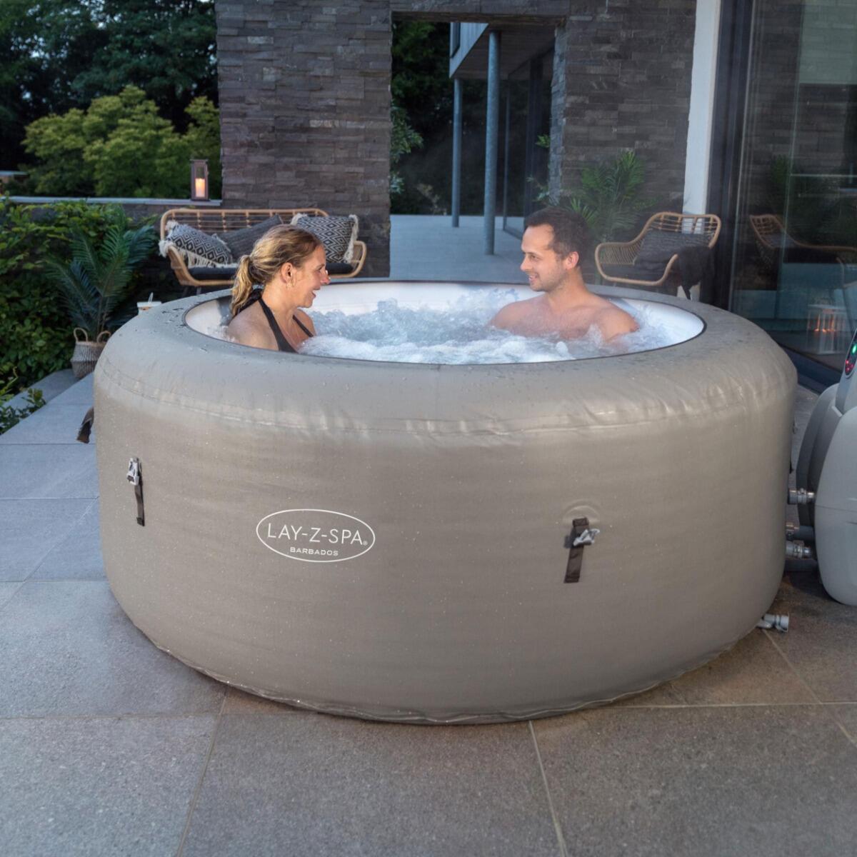 Lay-Z-Spa Barbados Airjet | Inflatable Hot Tub, Grey 3/4