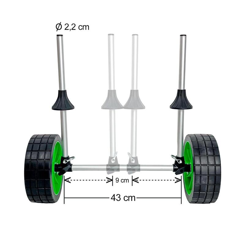 Carro Kayak Autovaciable CKA08 con ruedas anchas 10" para arena