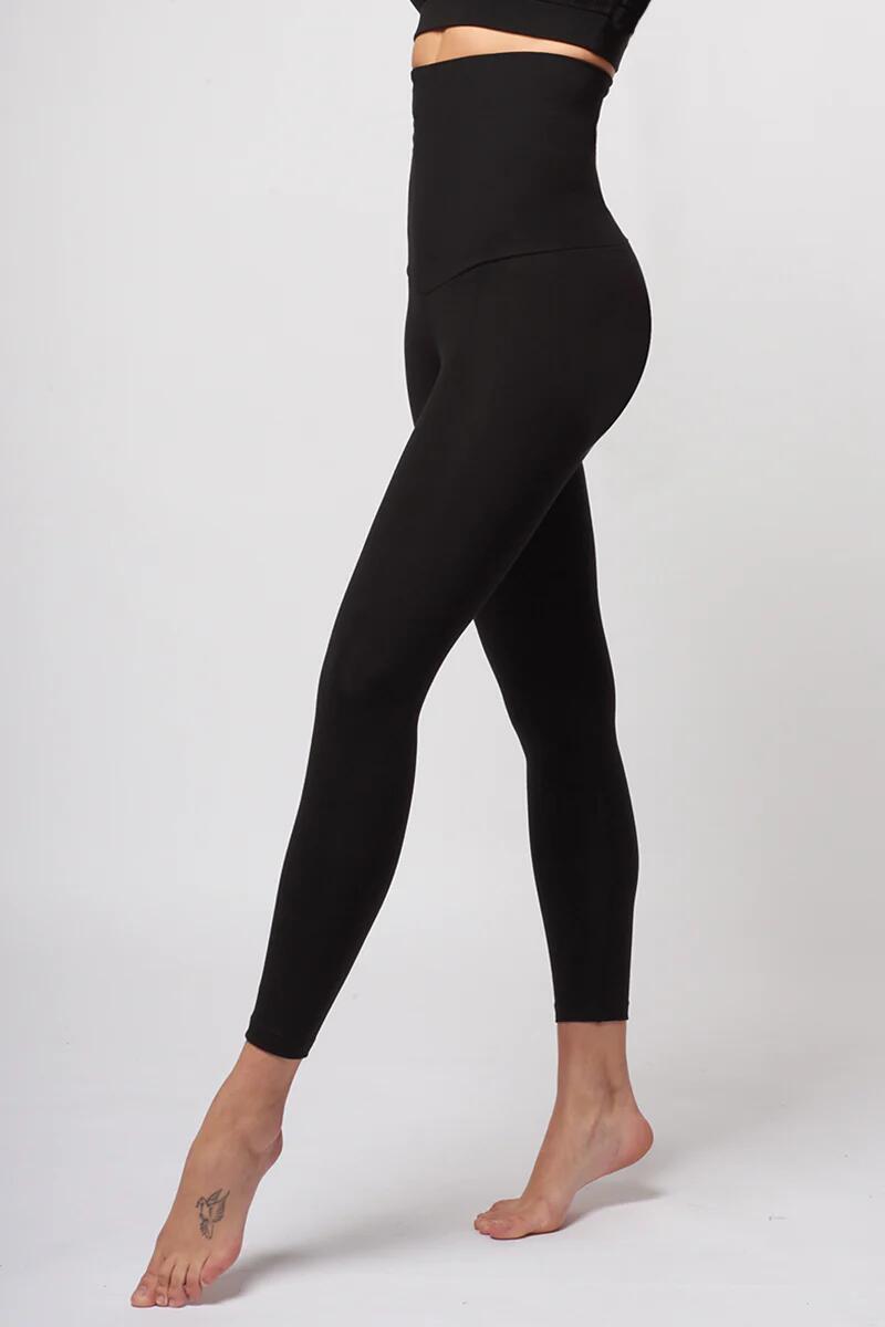 Extra Strong Compression Leggings with High Waist Tummy Control Short Leg Black 1/5
