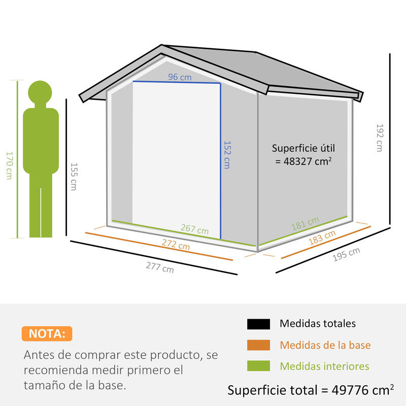 Carpa eventos deportivos Outsunny 277x195x192 cm Gris