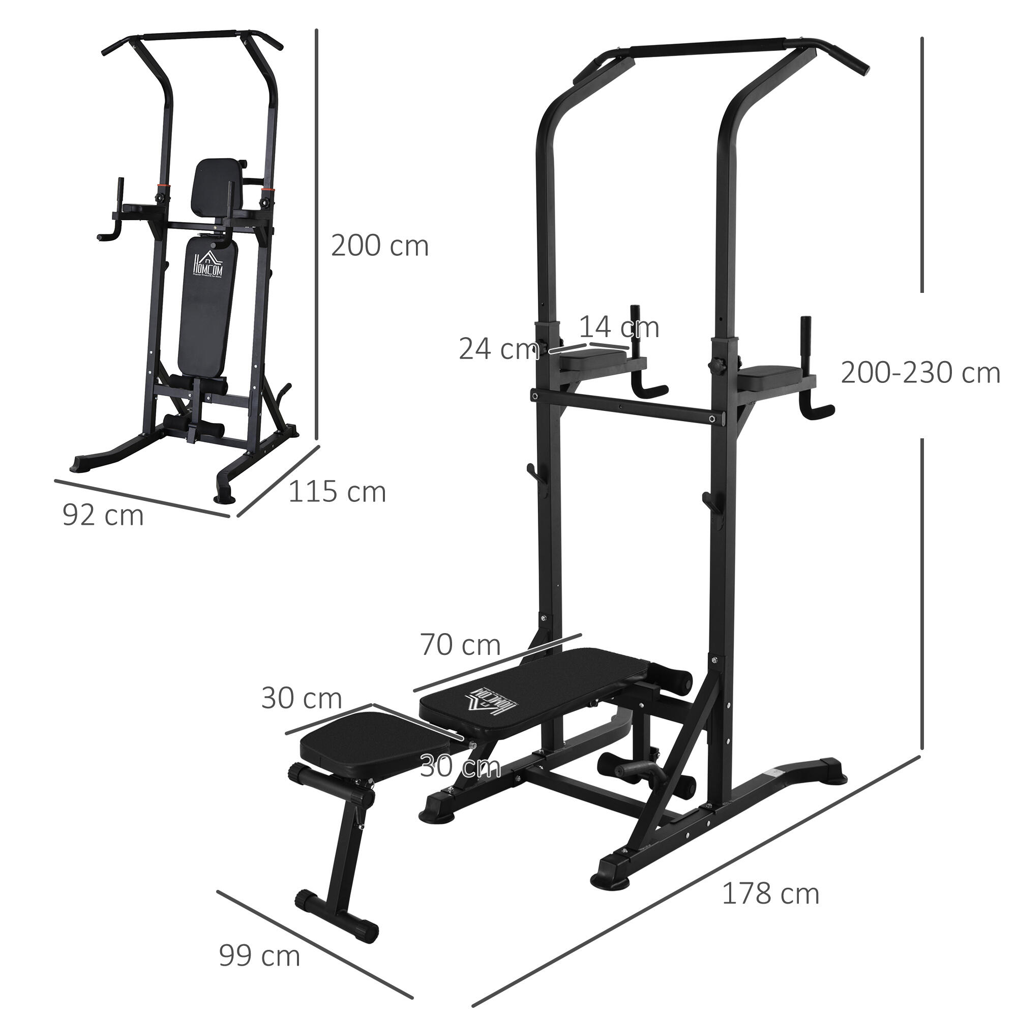 Estación de Musculación HOMCOM 99x178x230 cm Negro 3/6