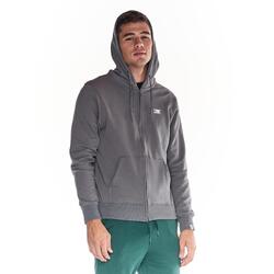 Herensweatshirt met capuchon en doorlopende ritssluiting klein Basic-logo