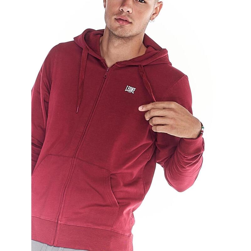 Sweat-shirt homme avec capuche et zip intégral petit logo Basic