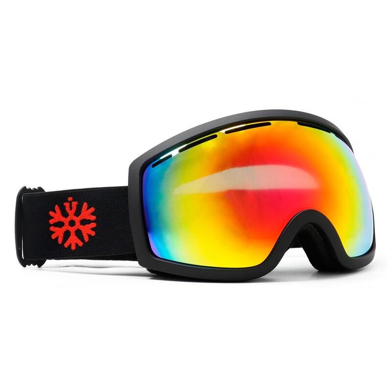 Masque de ski / Masque de snowboard noir - Verre miroir rouge