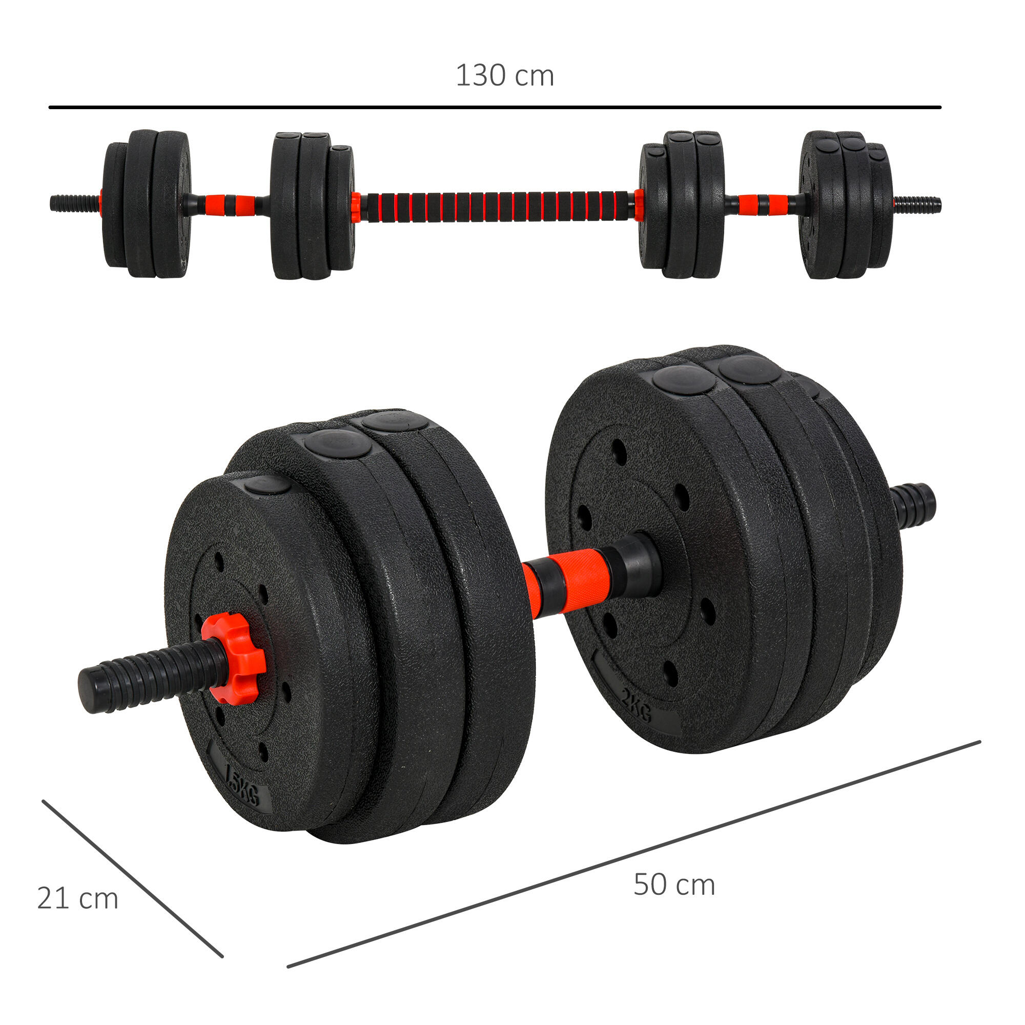 Conjunto de Halteres Ø25x4 cm Preto HOMCOM 3/7