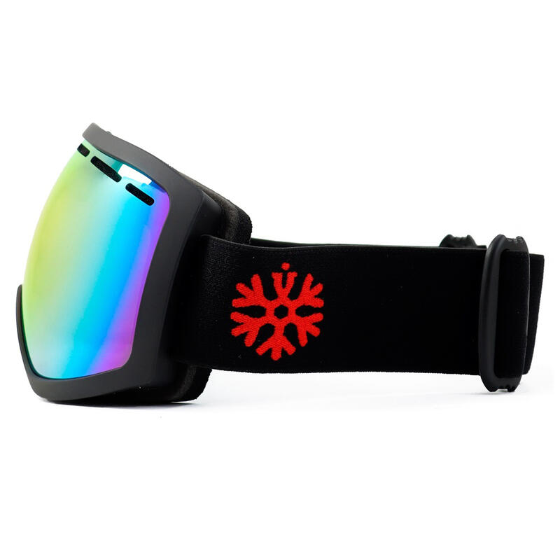 Masque de ski / Masque de snowboard noir - Verre miroir rouge