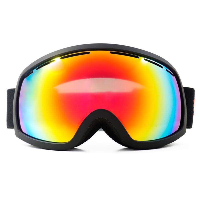 Masque de ski / Masque de snowboard noir - Verre miroir rouge