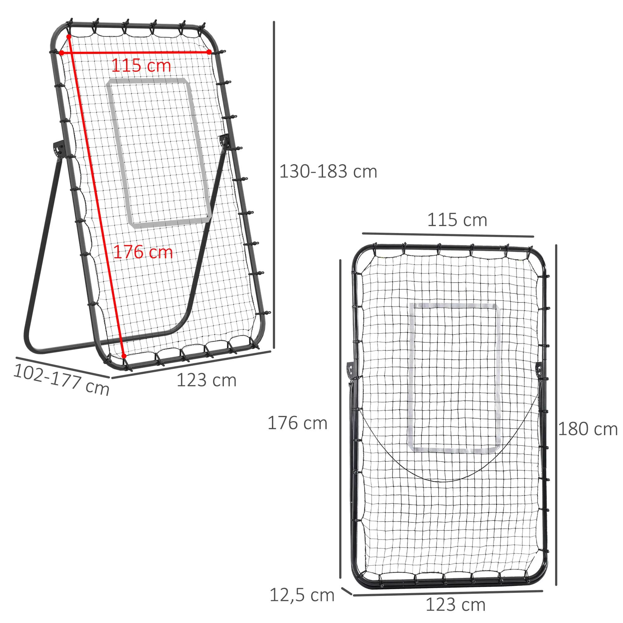 Filet de rebond de football ajustable hauteur angle réglables rebondeur pour 5/9