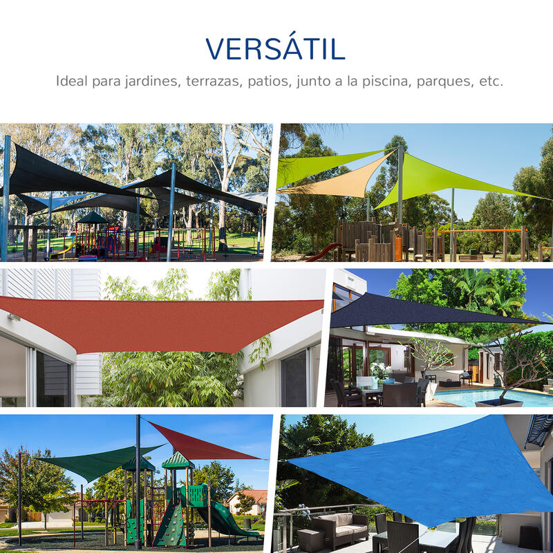 Toldo Vela Triangular 5x5x5 m Azul e Branco Outsunny