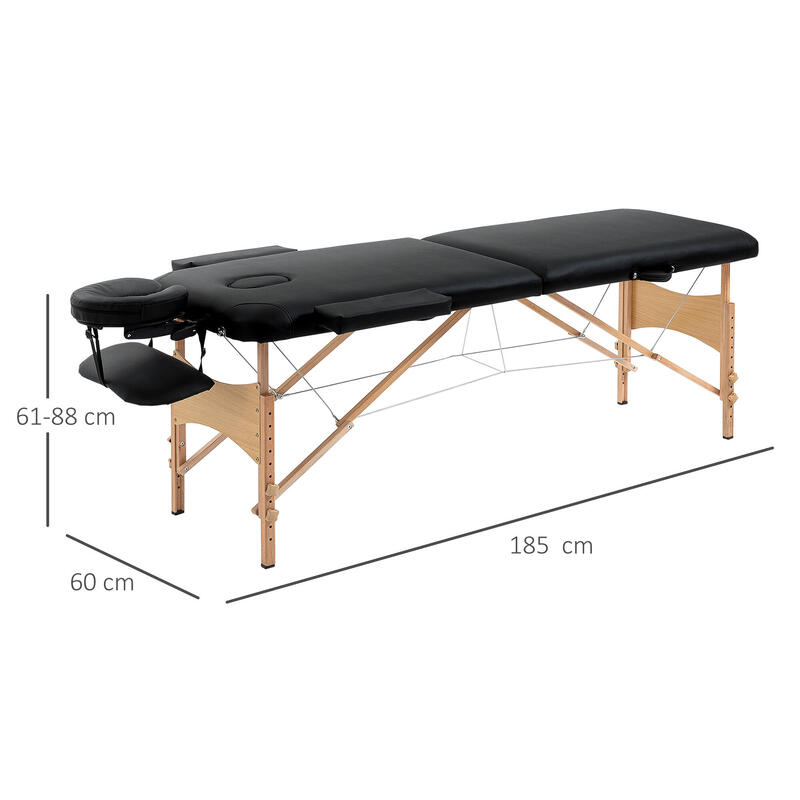 Marquesa de Massagem Dobrável homcom 182x60x61-88 cm Preto