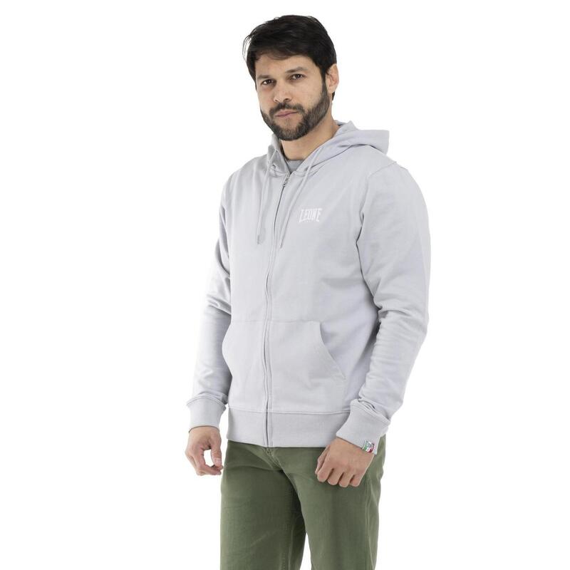 Sweatshirt homem com capuz e Zipper com pequeno logotipo Basic