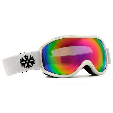 Masque de ski / masque de snowboard blanc à verres miroirs roses