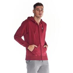 Herensweatshirt met capuchon en doorlopende ritssluiting klein Basic-logo