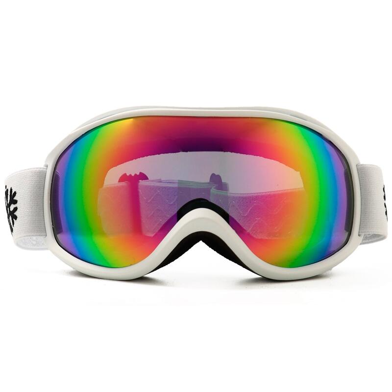 Skibril / Snowboard bril Wit - Roze spiegelglas