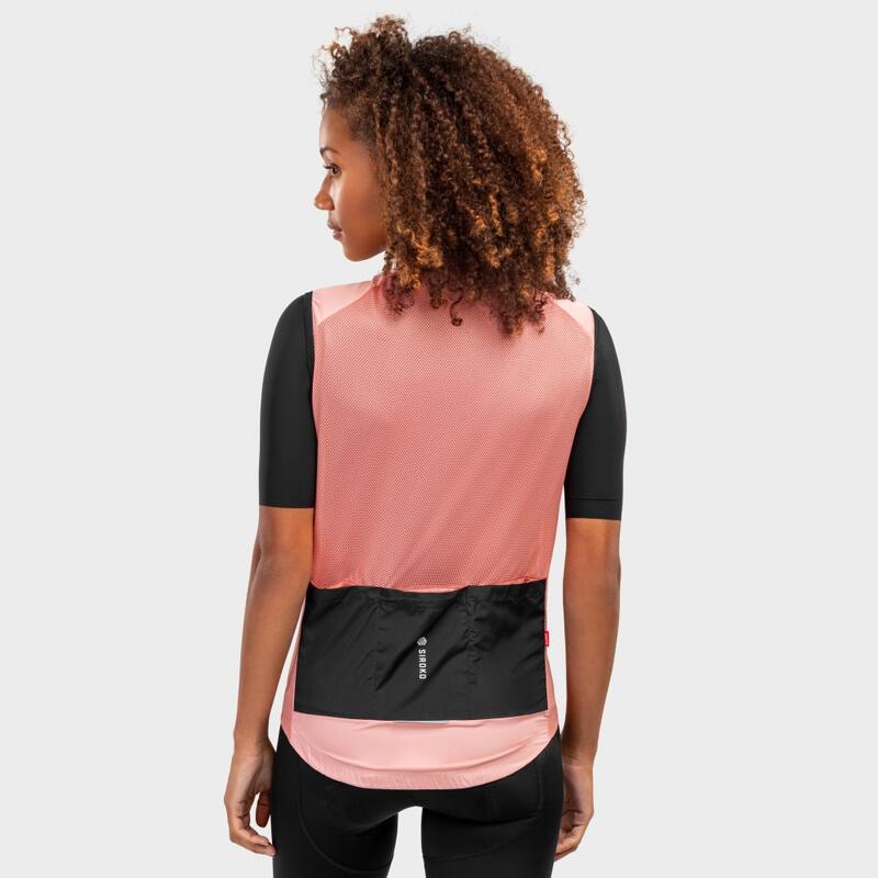 Gilet vélo coupe-vent femme Cyclisme V1-W Pink Wind Pêche Rosée