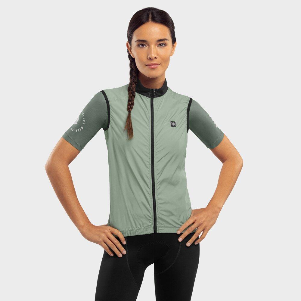 V1-W Melbourne Gilet antivento da ciclismo da donna Verde oliva