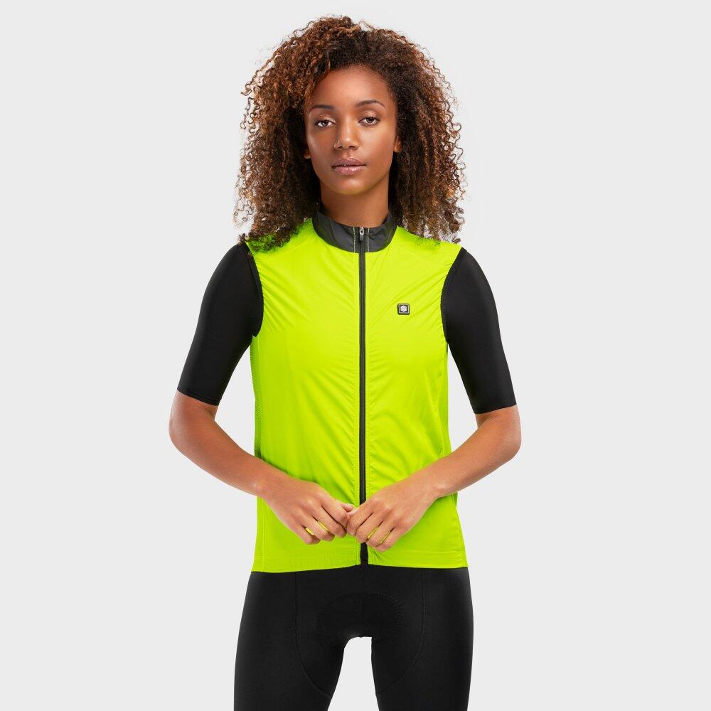 V1-W Gilet antivento da ciclismo da donna Langkawi Giallo brillante